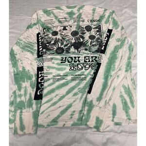 CHNGE Green Tie Dye Long Sleeve Graphic T-Shirt Mental Health Awareness Size XL